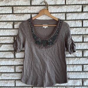 Deletta jeweled yoke top.
